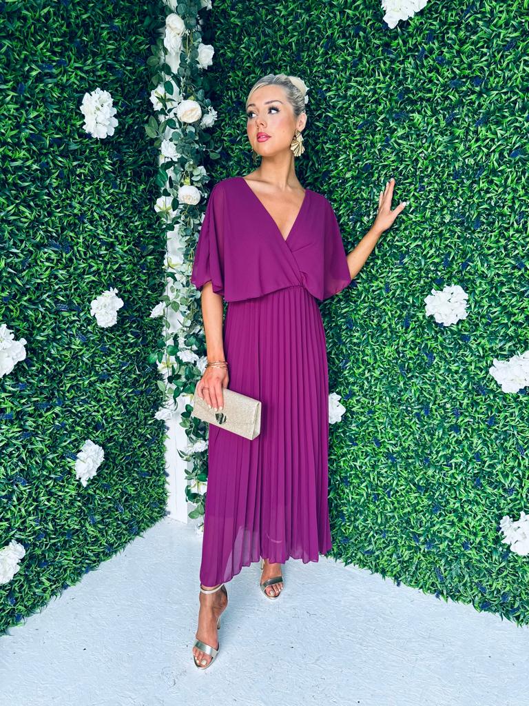 Fergie Pleated Dress Berry