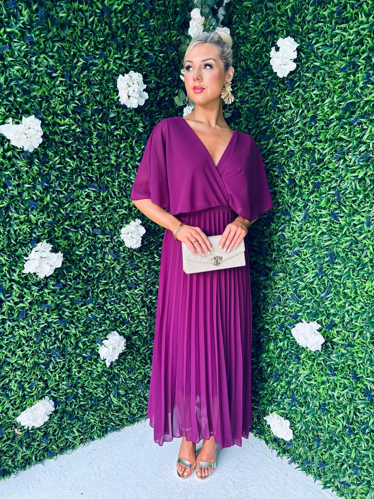 Fergie Pleated Dress Berry