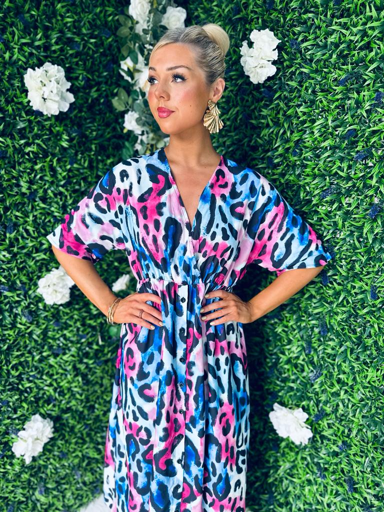 Lory Midi Dress Multi Blue