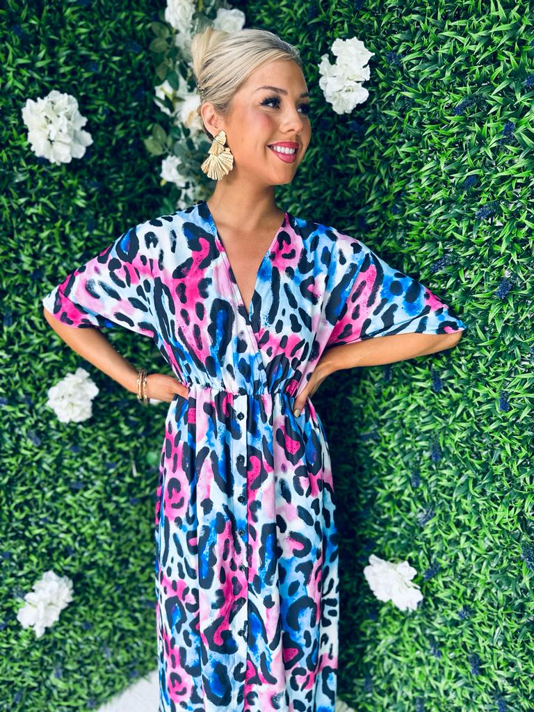 Lory Midi Dress Multi Blue