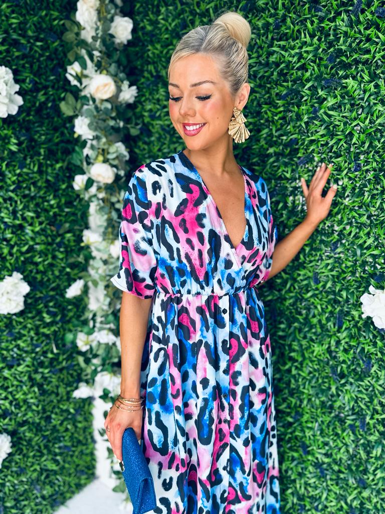 Lory Midi Dress Multi Blue