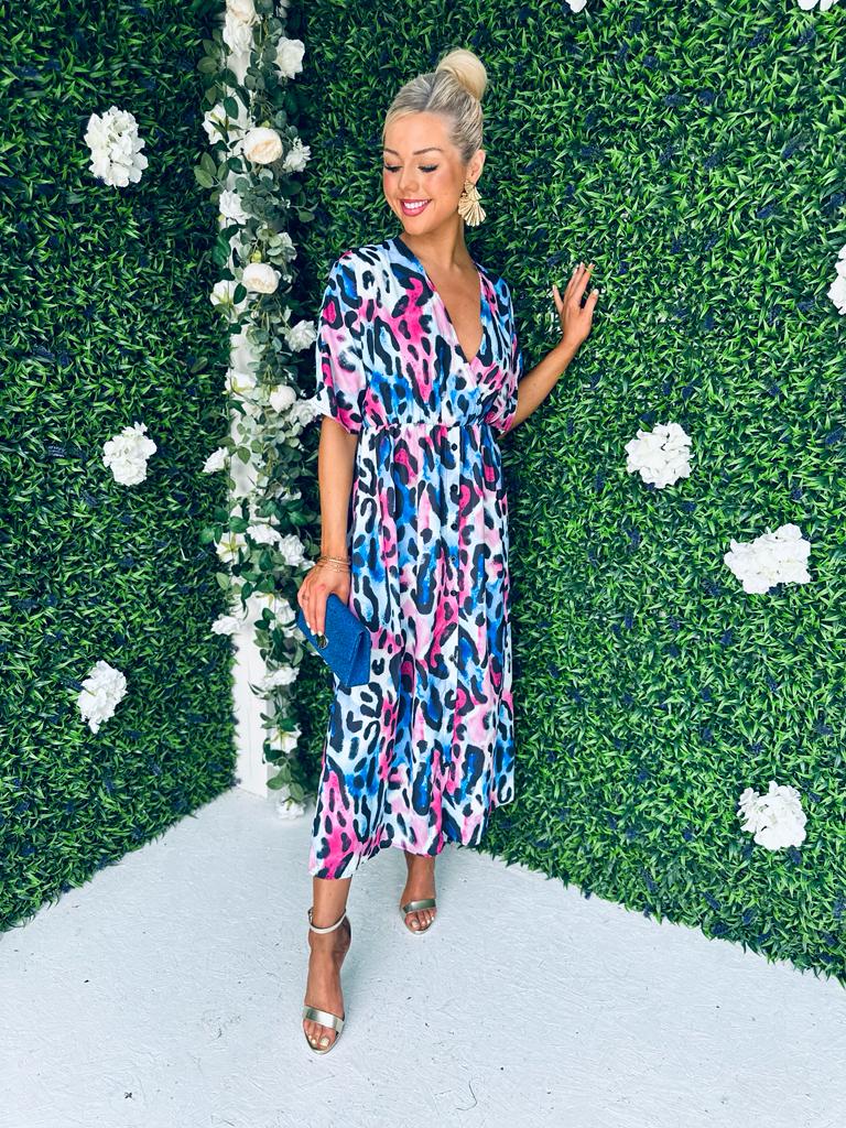Lory Midi Dress Multi Blue