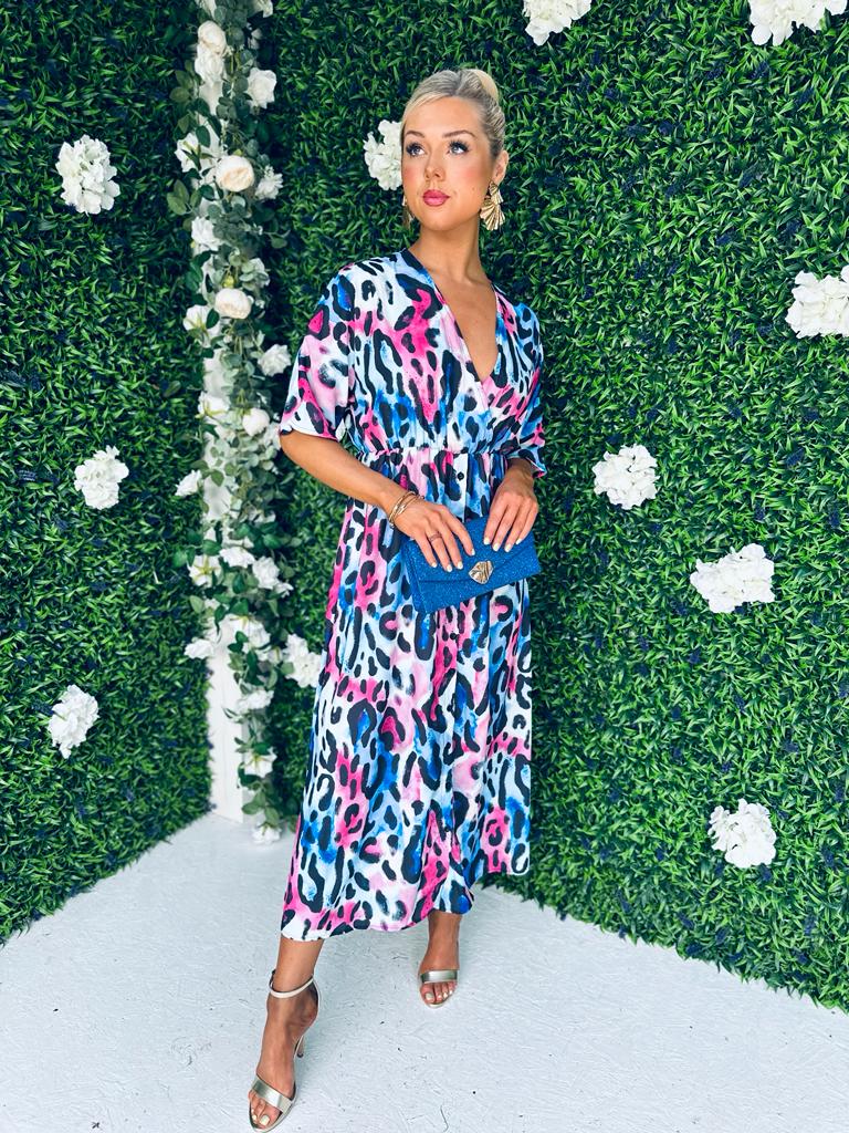 Lory Midi Dress Multi Blue