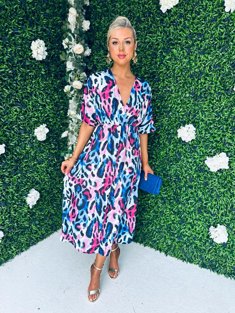 Lory Midi Dress Multi Blue