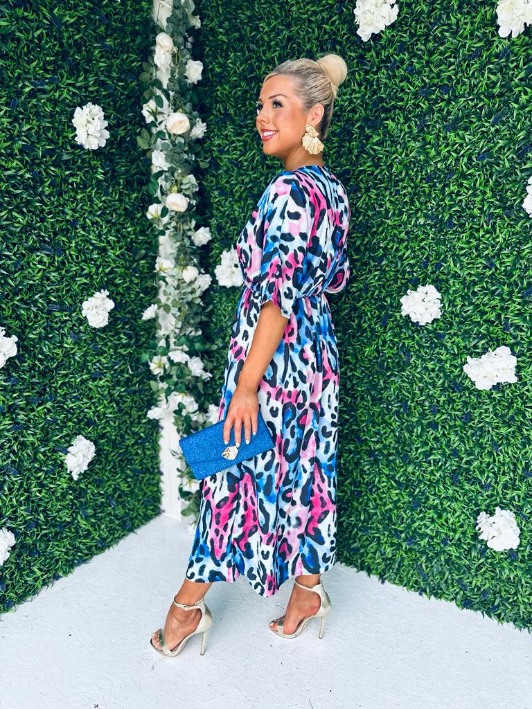 Lory Midi Dress Multi Blue