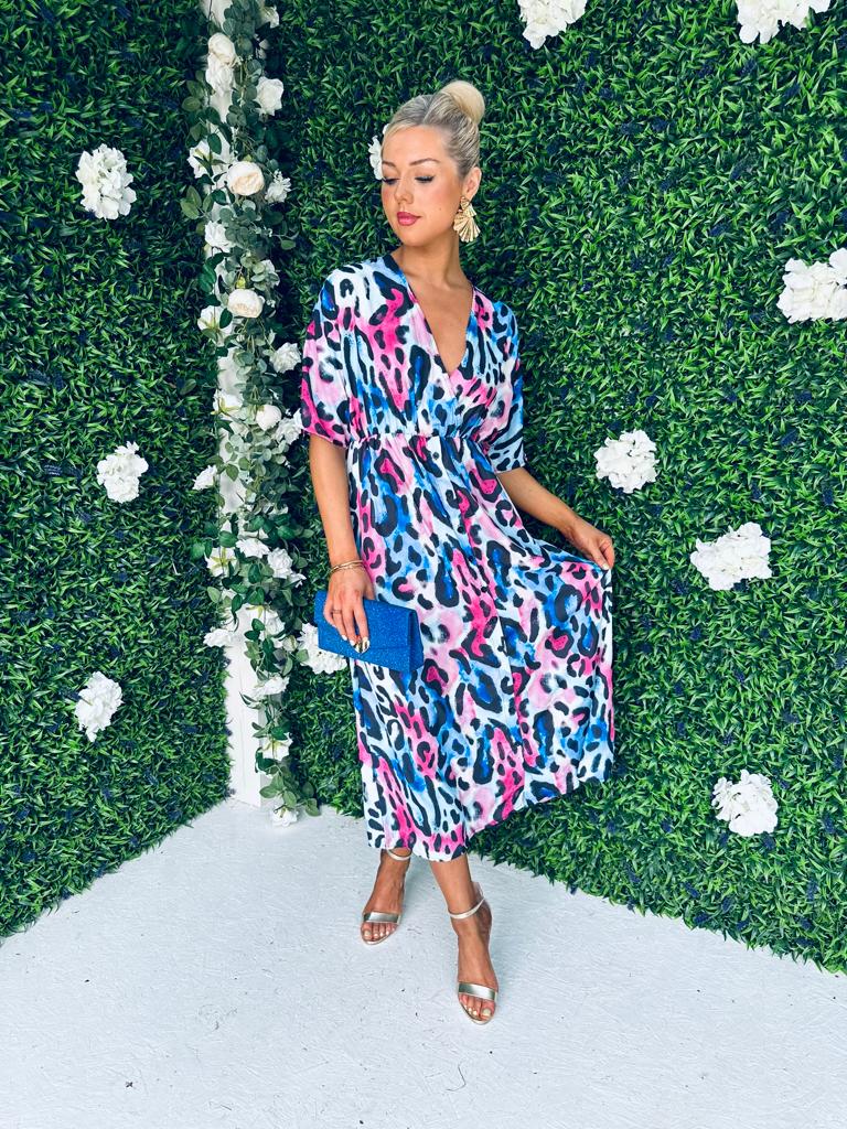 Lory Midi Dress Multi Blue