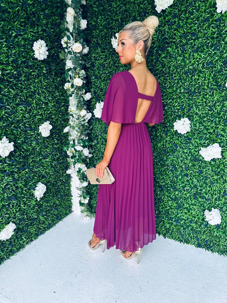 Fergie Pleated Dress Berry