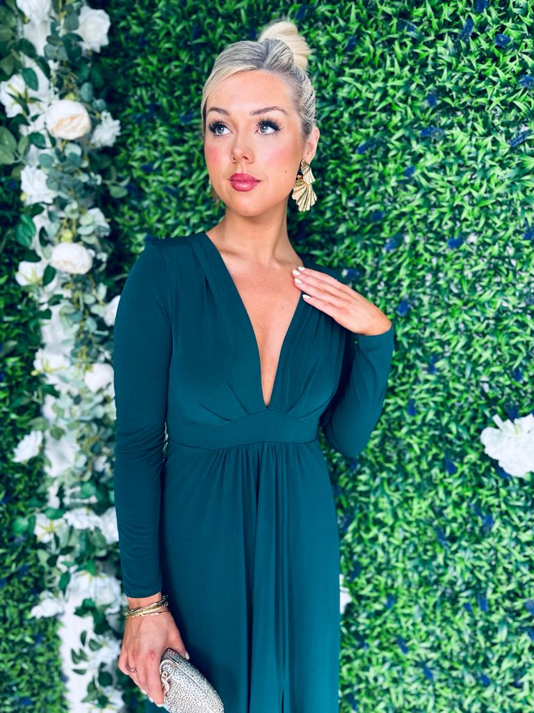 Katie Plunge Maxi Dress Forest