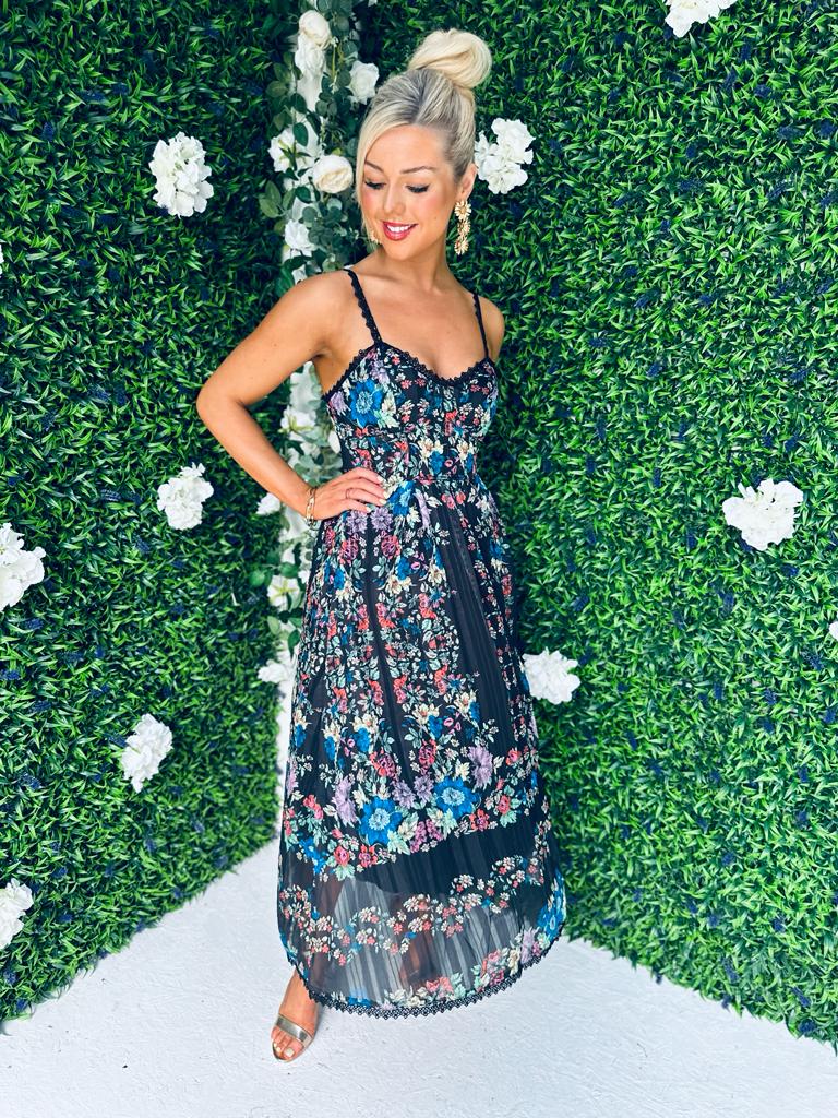 Kava Midi Dress Floral Black