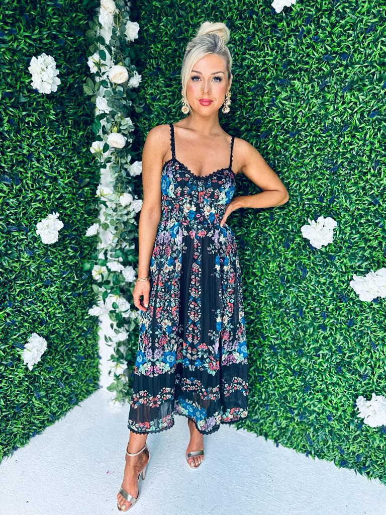 Kava Midi Dress Floral Black
