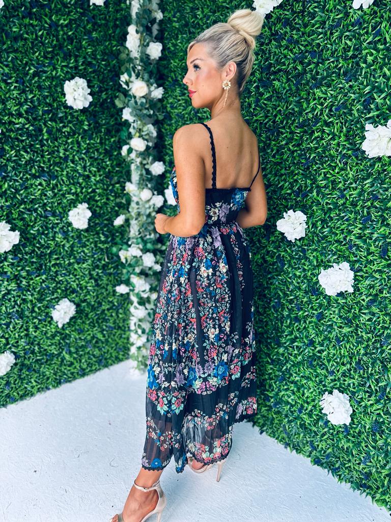 Kava Midi Dress Floral Black