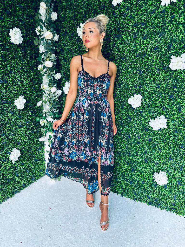 Kava Midi Dress Floral Black