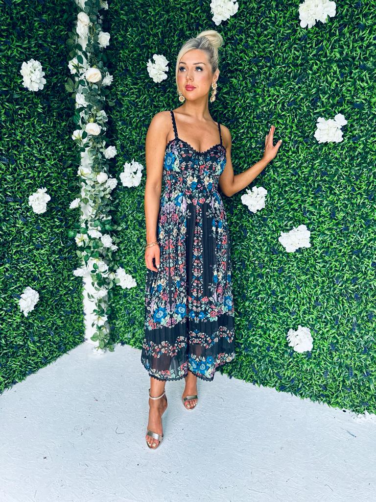 Kava Midi Dress Floral Black