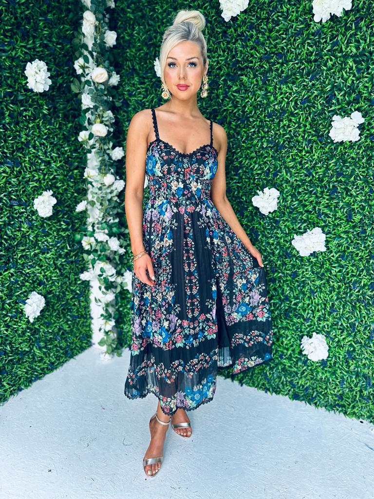 Kava Midi Dress Floral Black