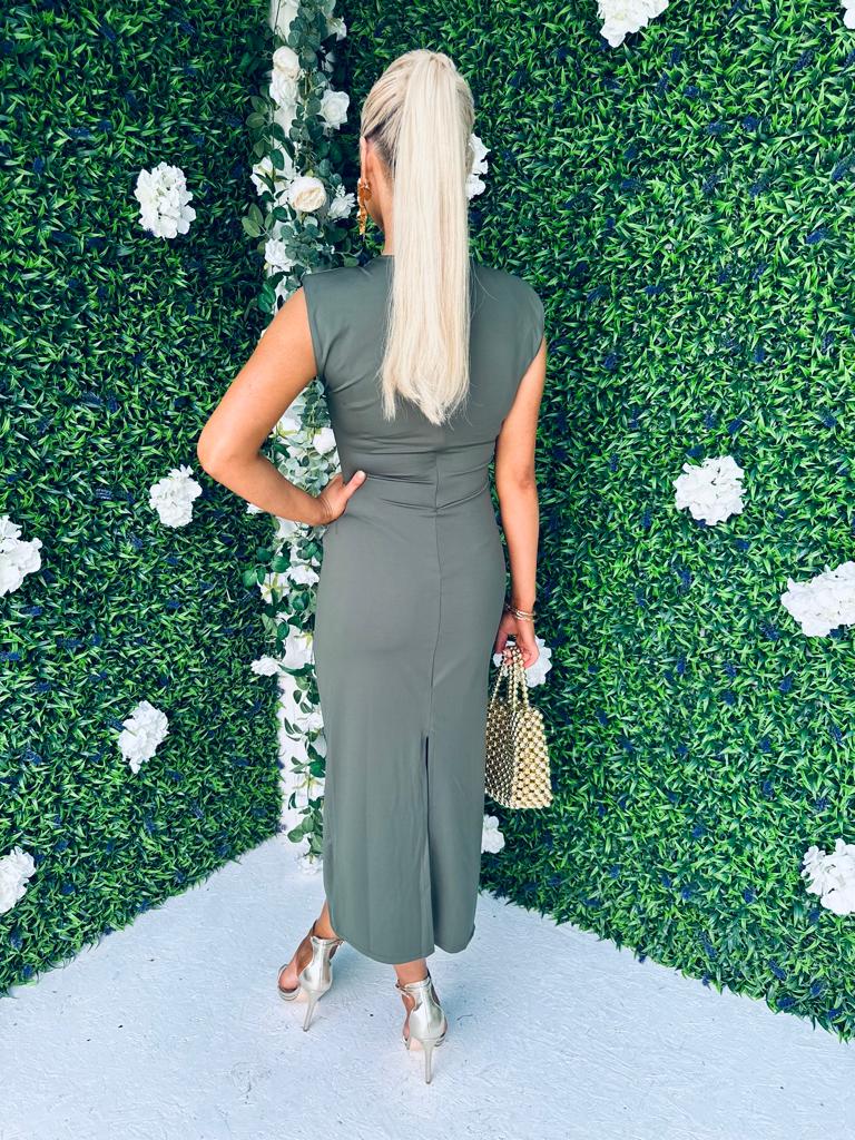 Rubi Ruched Dress Khaki