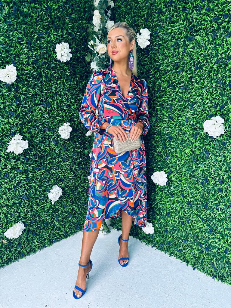 Henri Detailed Midi Dress Blue
