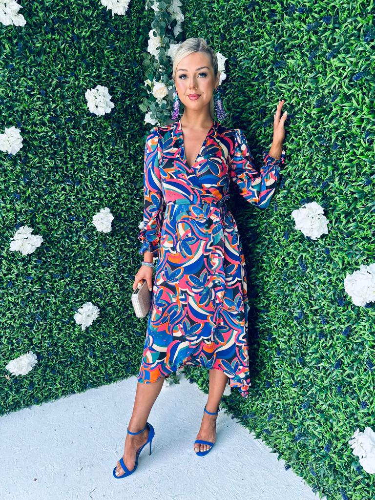 Henri Detailed Midi Dress Blue
