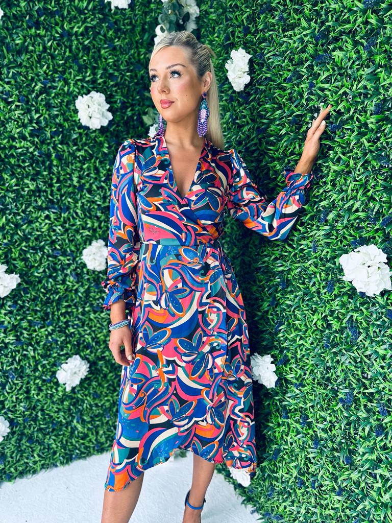 Henri Detailed Midi Dress Blue