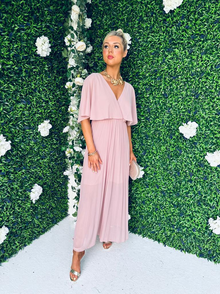 Sandra Pleated Maxi Dress Blush