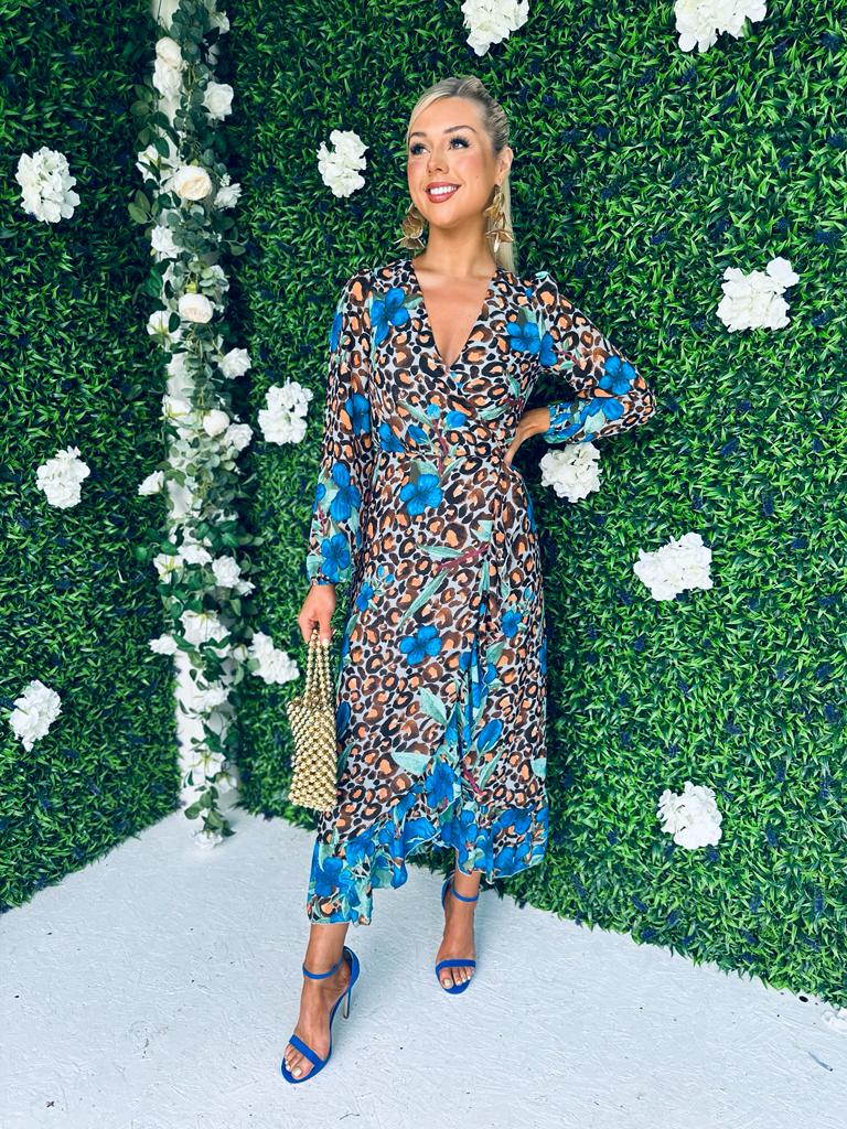 Leah Hem Detail Wrap Dress Leopard