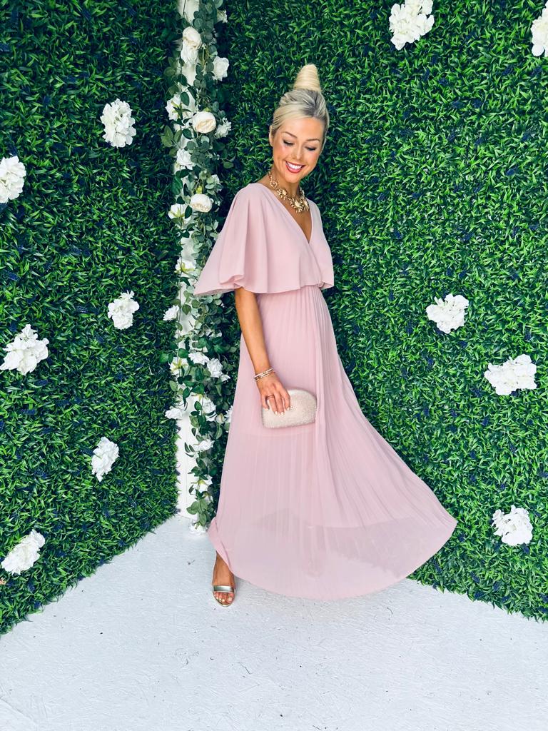 Sandra Pleated Maxi Dress Blush