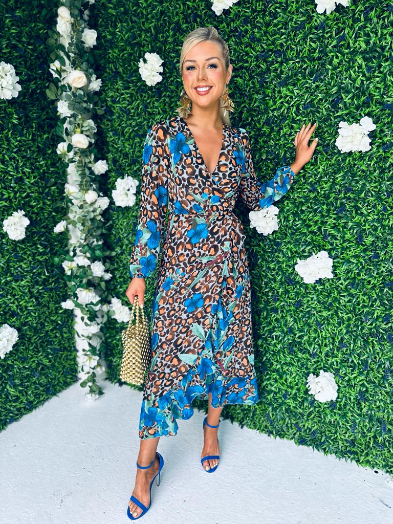 Leah Hem Detail Wrap Dress Leopard