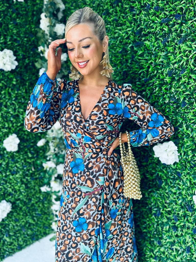 Leah Hem Detail Wrap Dress Leopard
