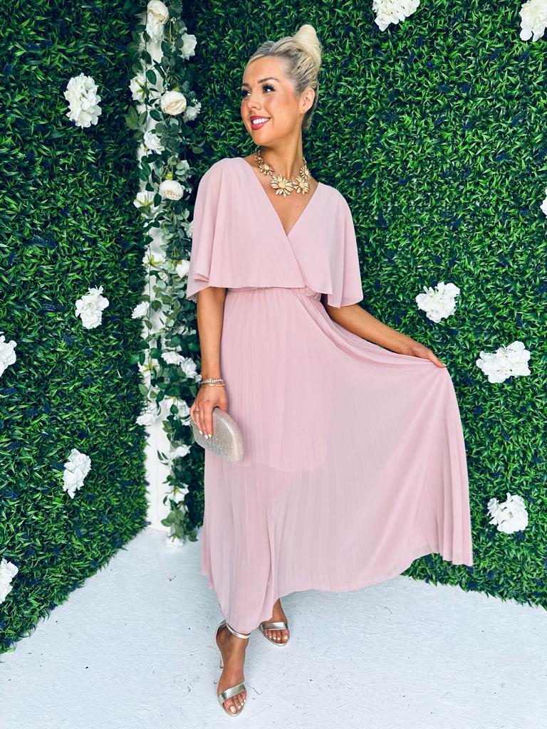 Sandra Pleated Maxi Dress Blush