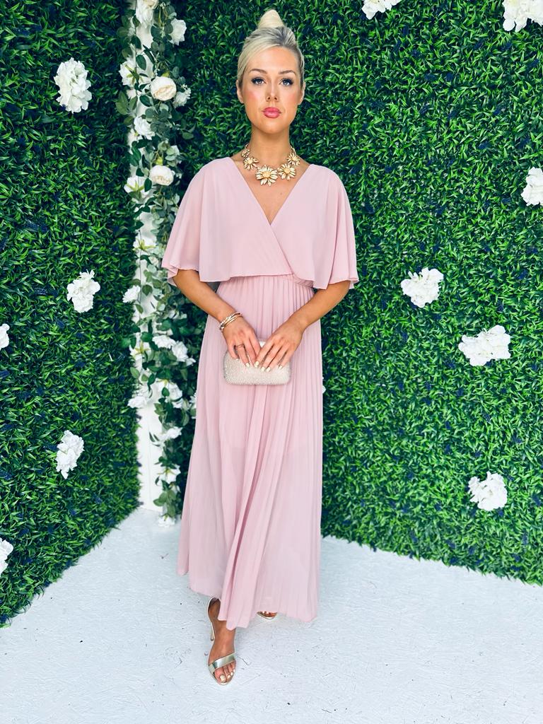 Sandra Pleated Maxi Dress Blush