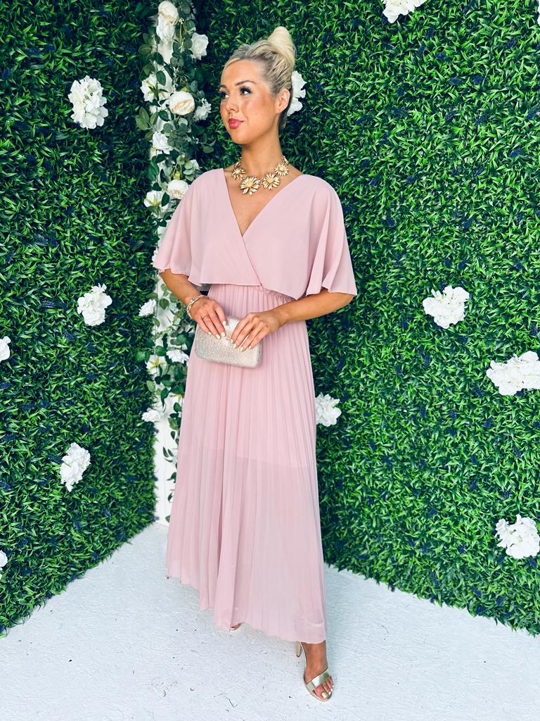 Sandra Pleated Maxi Dress Blush