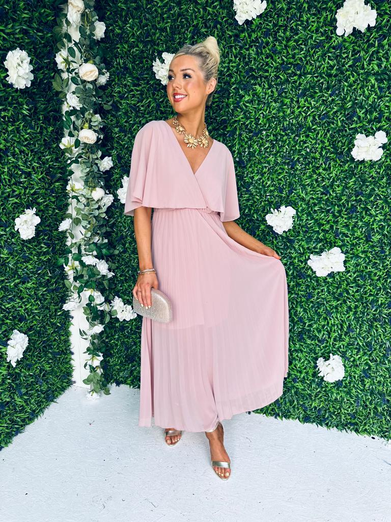 Sandra Pleated Maxi Dress Blush