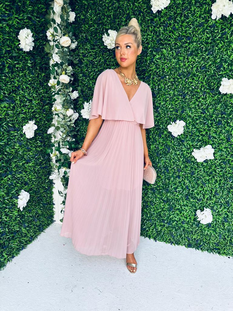 Sandra Pleated Maxi Dress Blush