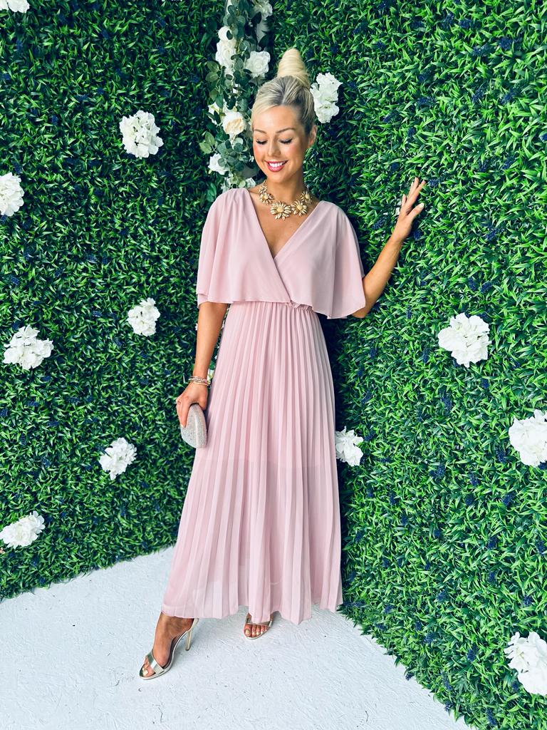 Sandra Pleated Maxi Dress Blush