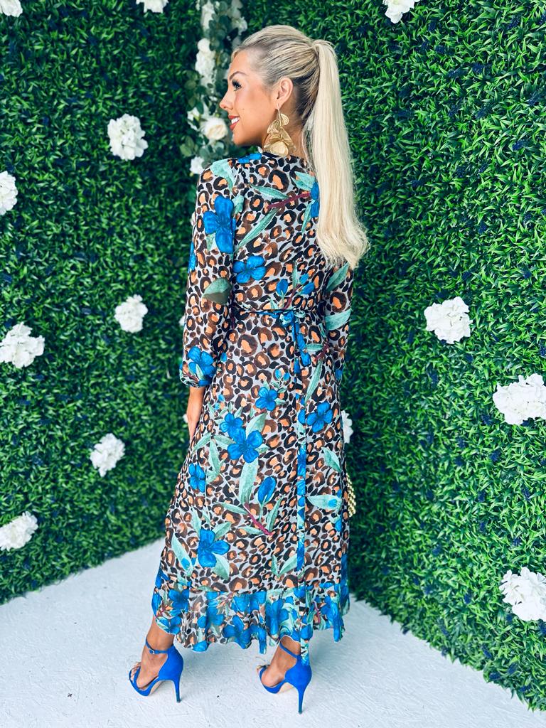 Leah Hem Detail Wrap Dress Leopard