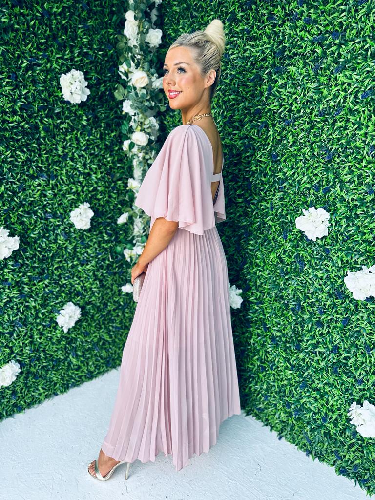 Sandra Pleated Maxi Dress Blush