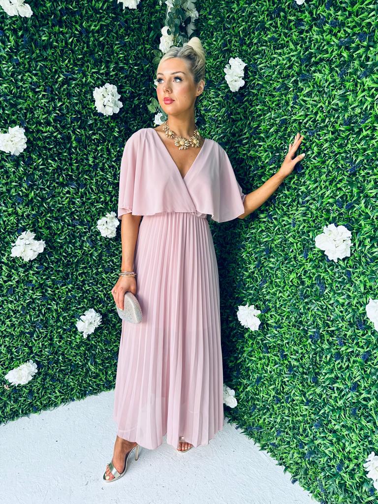 Sandra Pleated Maxi Dress Blush