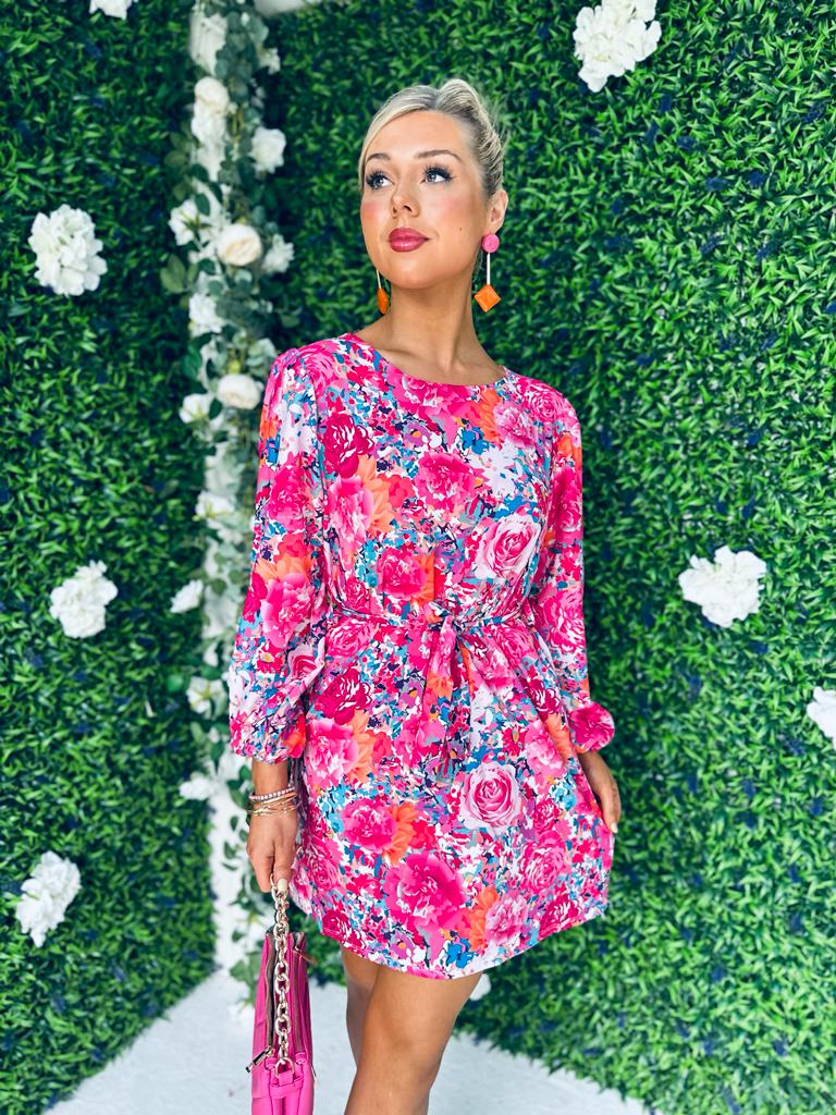 Cassy Mini Dress Floral Pink