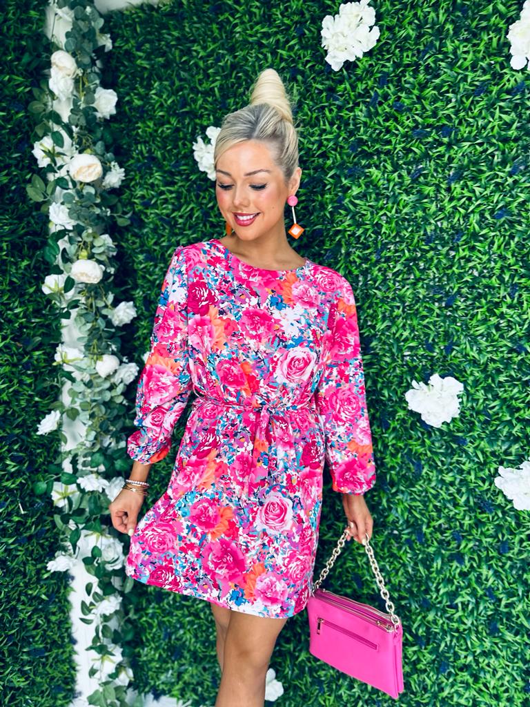 Cassy Mini Dress Floral Pink
