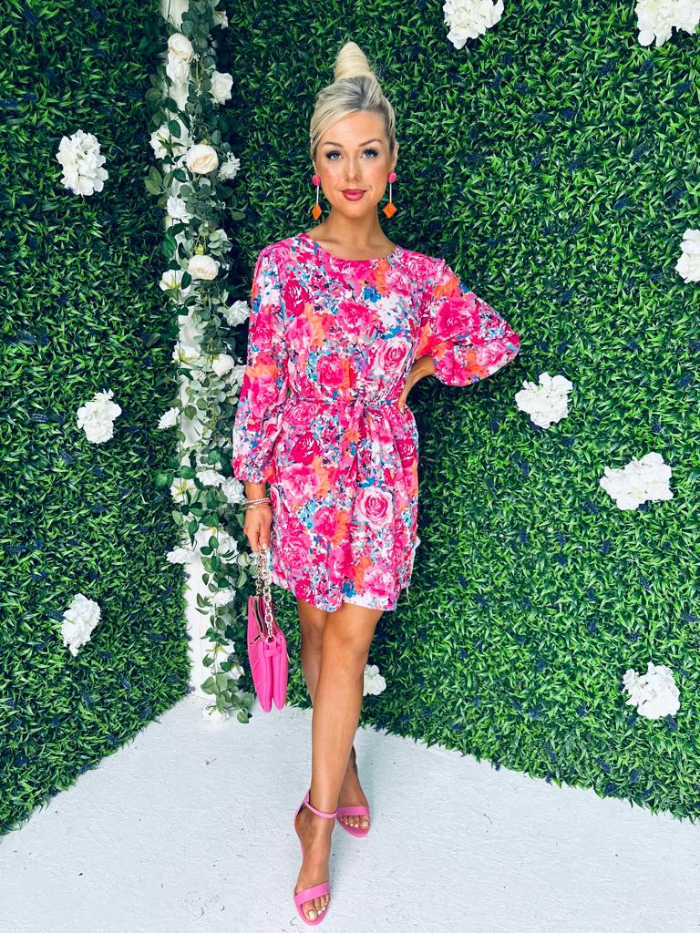 Cassy Mini Dress Floral Pink