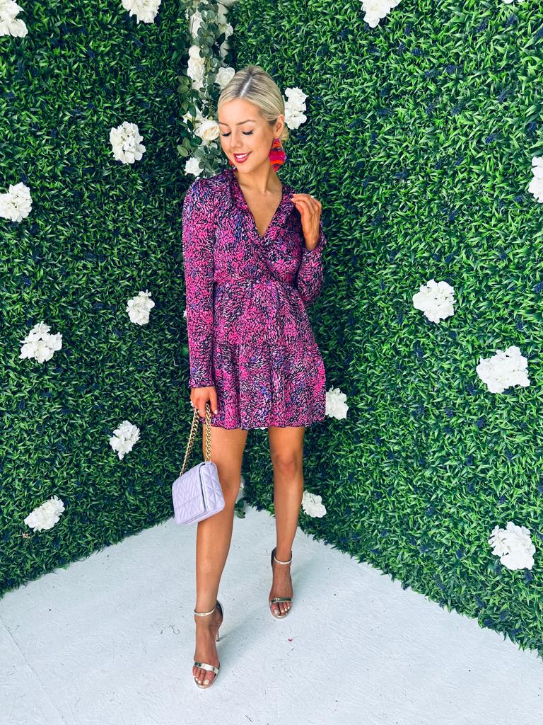 Hannah Frill Detail Mini Dress Purple