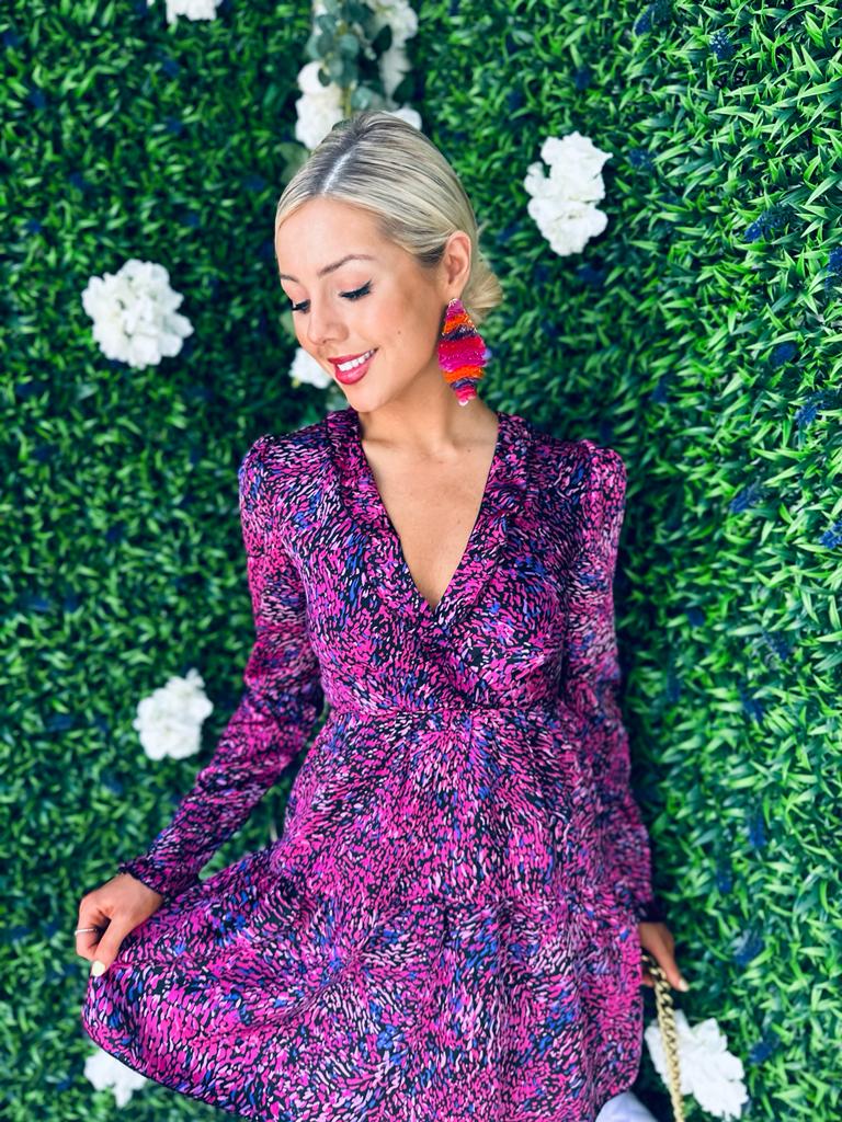 Hannah Frill Detail Mini Dress Purple