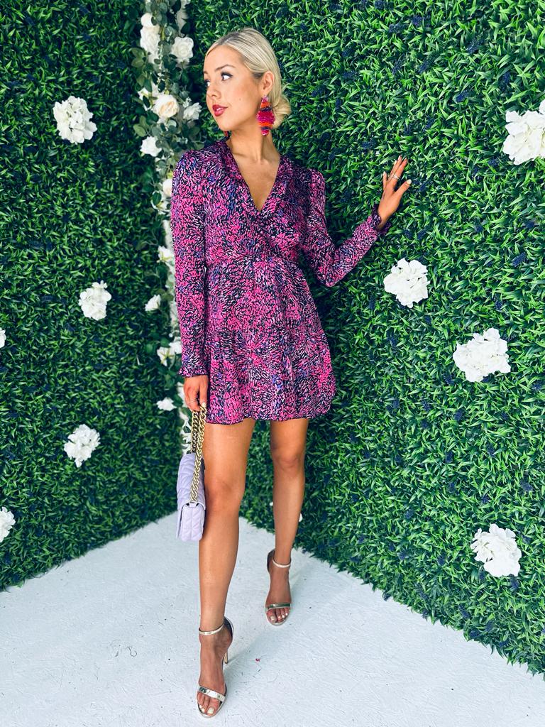 Hannah Frill Detail Mini Dress Purple