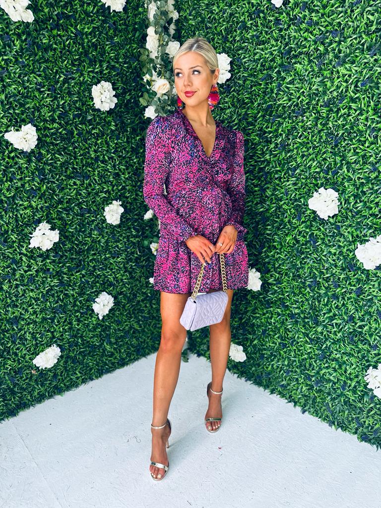 Hannah Frill Detail Mini Dress Purple