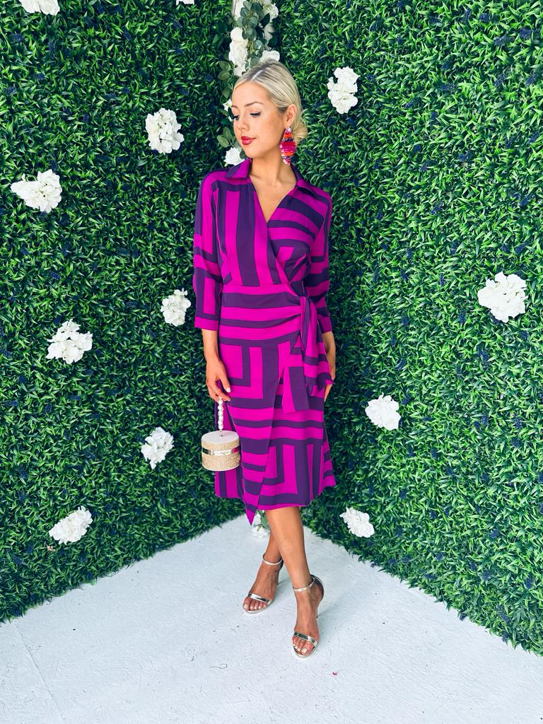 Nala Stripe Detail Midi Dress Purple