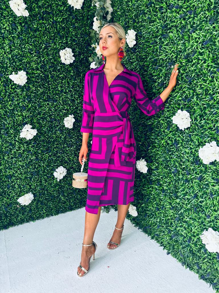 Nala Stripe Detail Midi Dress Purple