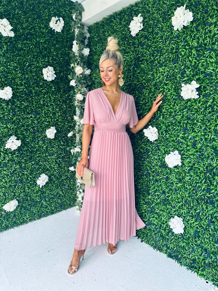 Orla Banded Midi Dress Dusty Pink