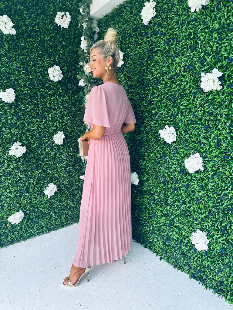 Orla Banded Midi Dress Dusty Pink
