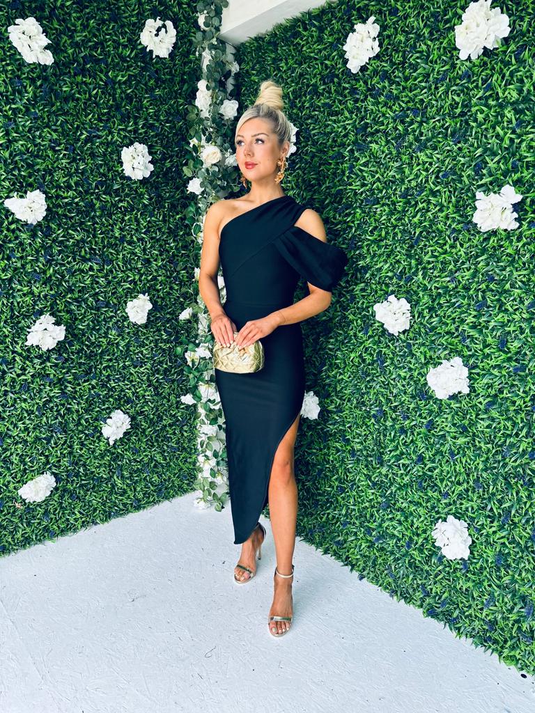 Mia Shoulder Detail Midaxi Dress Black