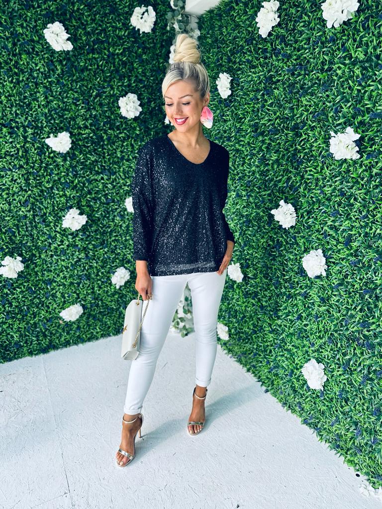 Ailish Sequin Top Black