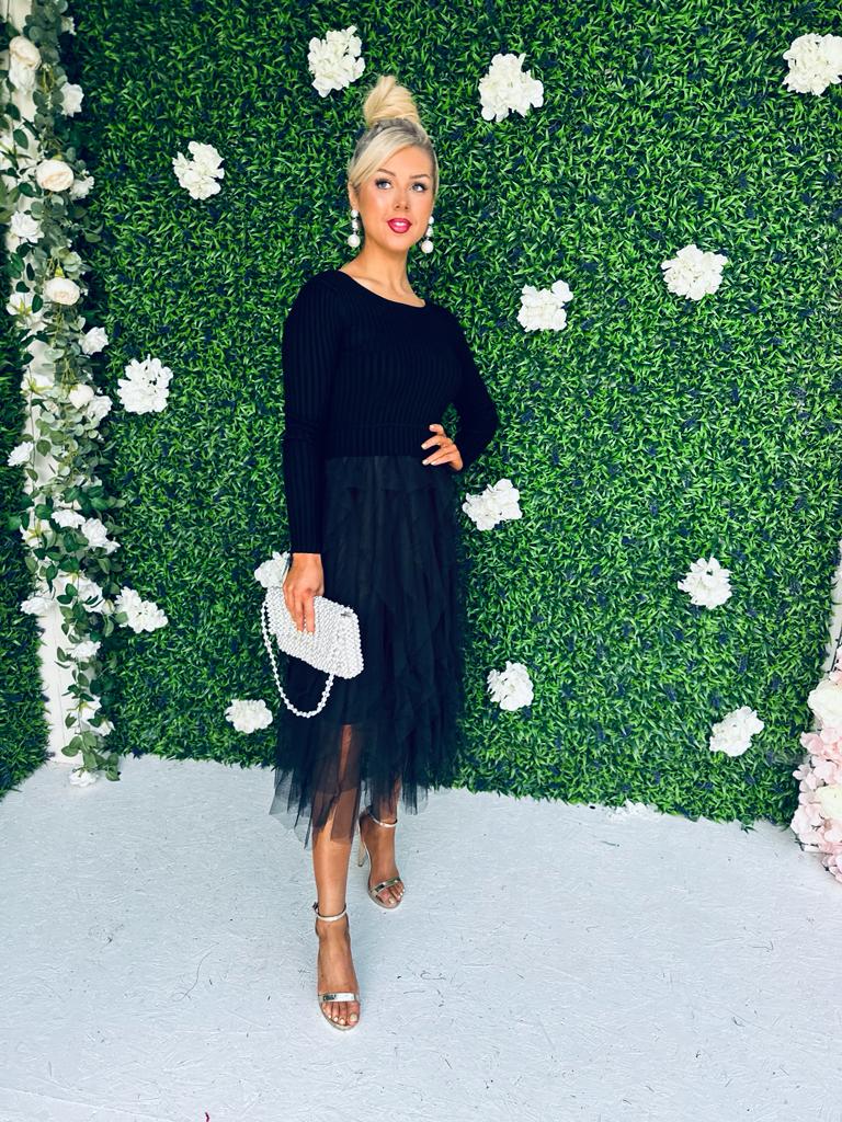 Sami Knit & Tulle Dress Black Pre Order 30 Sept